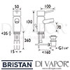Bristan Prism Eco Basin Mixer Tap Pop-Up Waste Dimensions